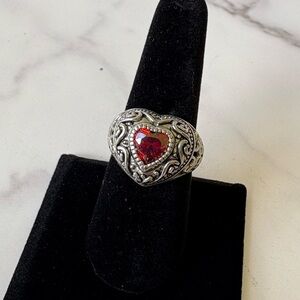 Gothic Romance Garnet Heart Ring – Size 9
